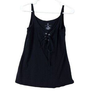 New York & Company Womens Medium Cami Blue Tank Top V Neck Camisole Tie Neck